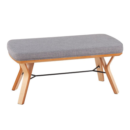 Natural Wood, Light Grey Fabric Folia Bench