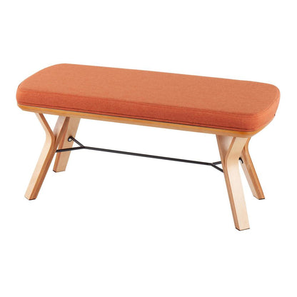 Natural Wood, Orange Fabric Folia Bench