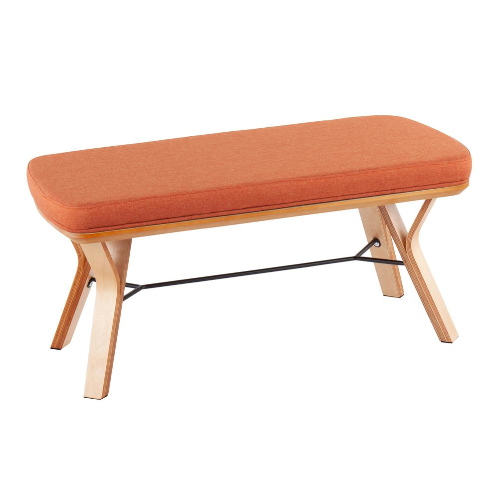 Natural Wood, Orange Fabric Folia Bench