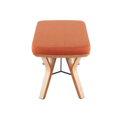 Natural Wood, Orange Fabric Folia Bench