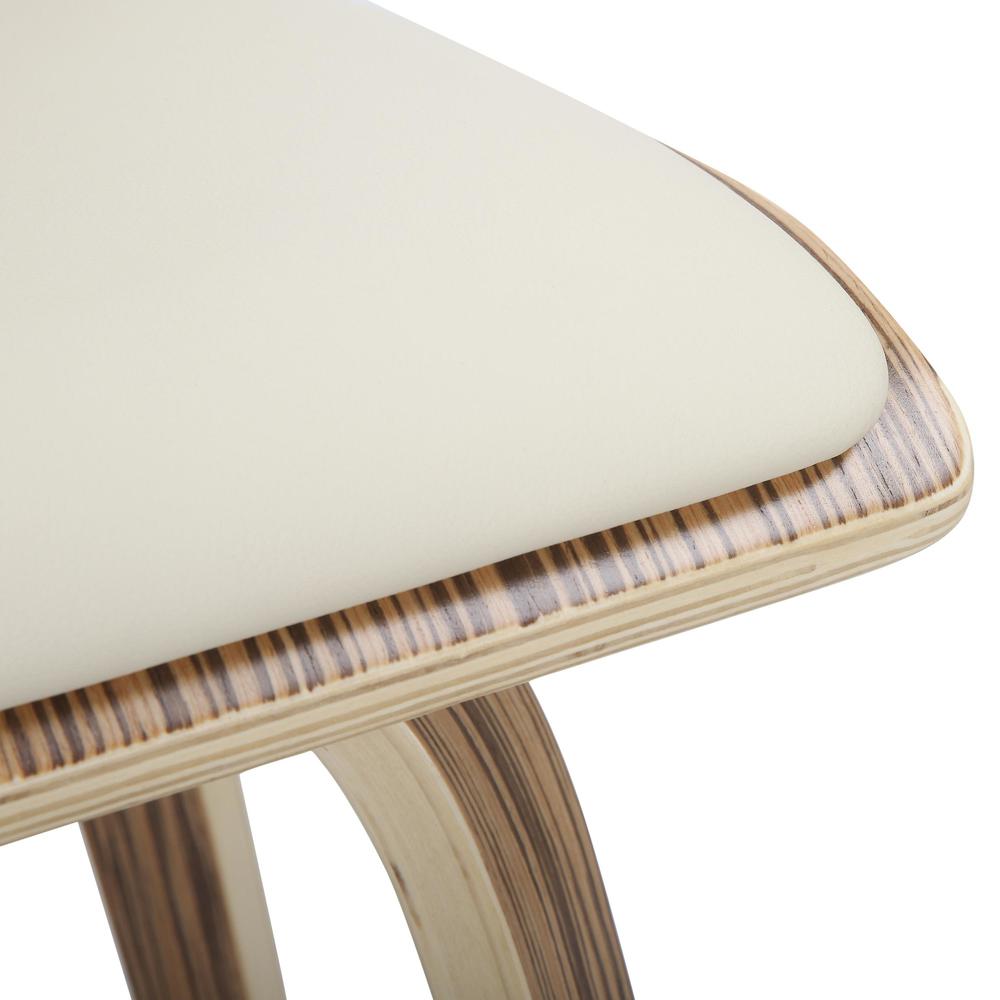 Zebra Wood, Cream PU, Chrome Folia Counter Stool - Set of 2