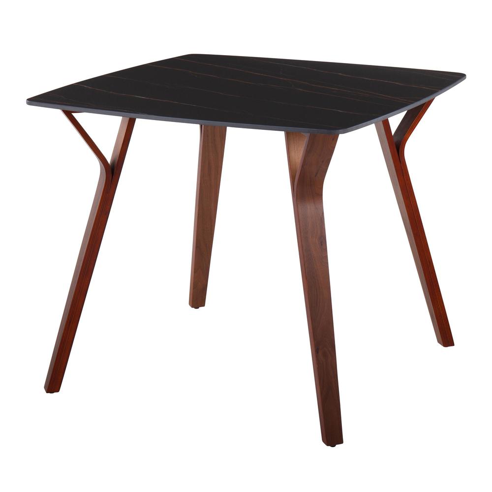 Walnut Wood, Black Textured Marble Folia Dinette Table