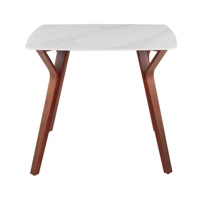 Walnut Wood, White Marble Folia Dinette Table