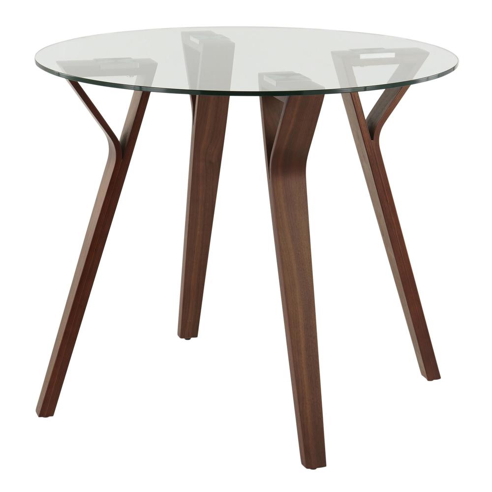 Walnut Wood, Clear Glass Folia Round Dinette