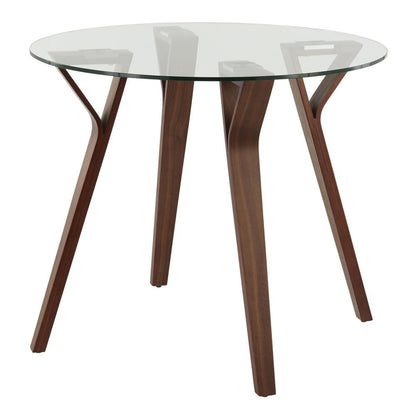 Walnut Wood, Clear Glass Folia Round Dinette