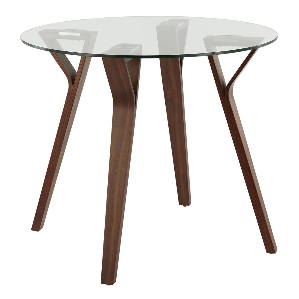 Walnut Wood, Clear Glass Folia Round Dinette