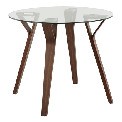 Walnut Wood, Clear Glass Folia Round Dinette