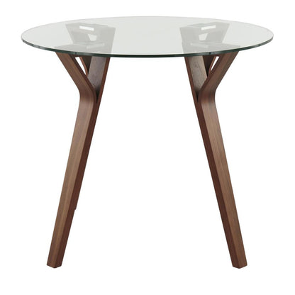 Walnut Wood, Clear Glass Folia Round Dinette