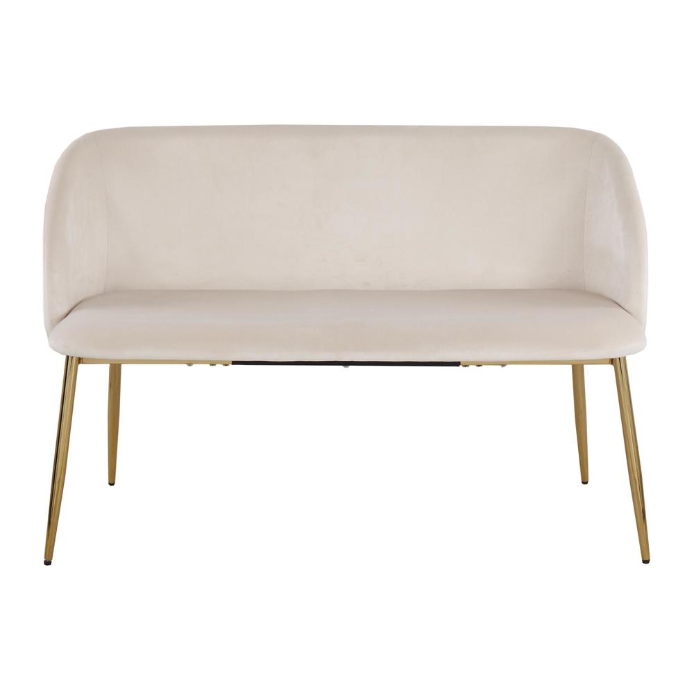 Gold Steel, Cream Velvet Fran Bench