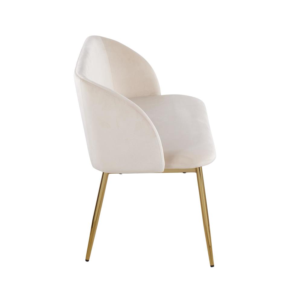 Gold Steel, Cream Velvet Fran Bench