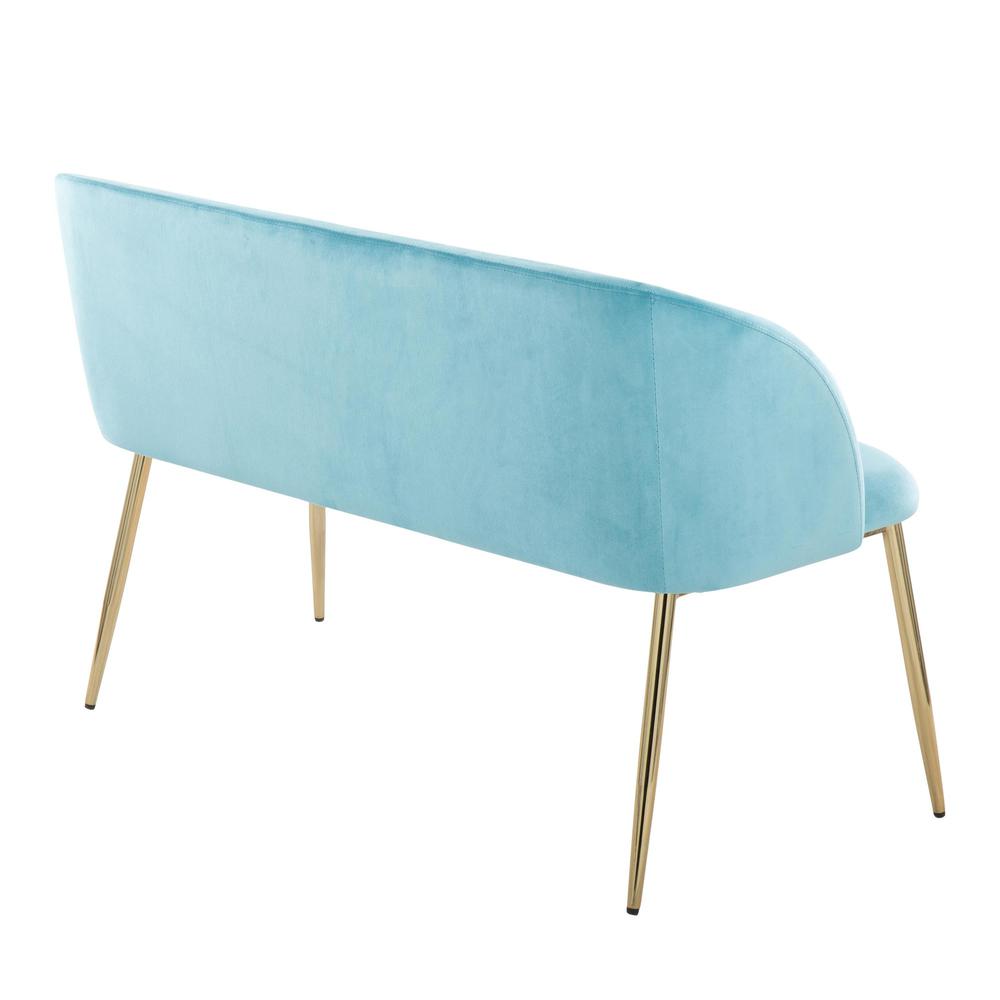 Gold Metal, Light Blue Velvet Fran Bench