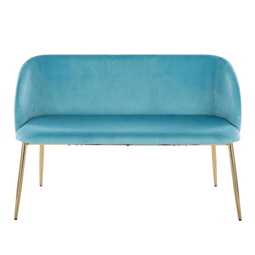Gold Metal, Light Blue Velvet Fran Bench