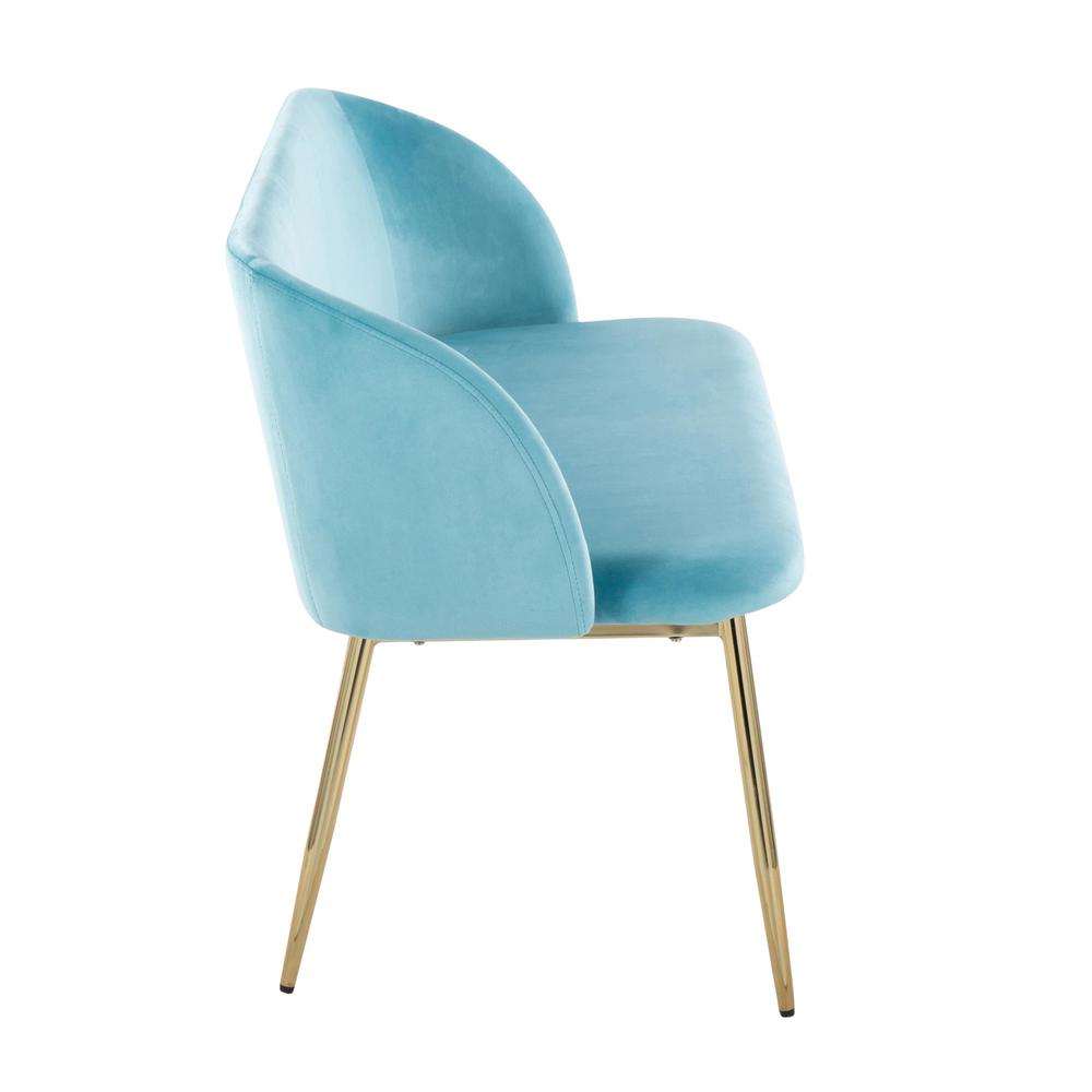 Gold Metal, Light Blue Velvet Fran Bench