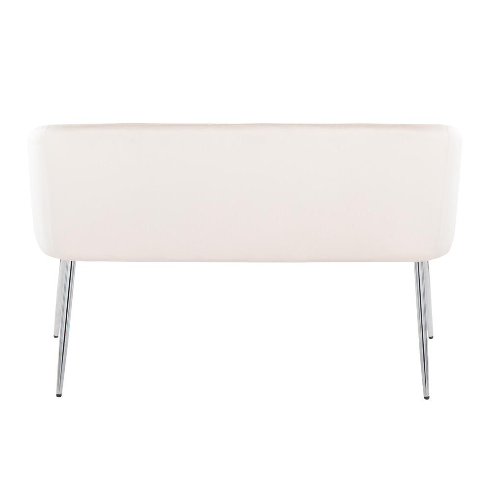 Chrome Metal, Cream Velvet Fran Bench