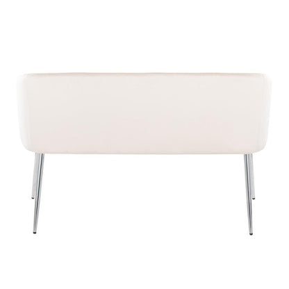 Chrome Metal, Cream Velvet Fran Bench
