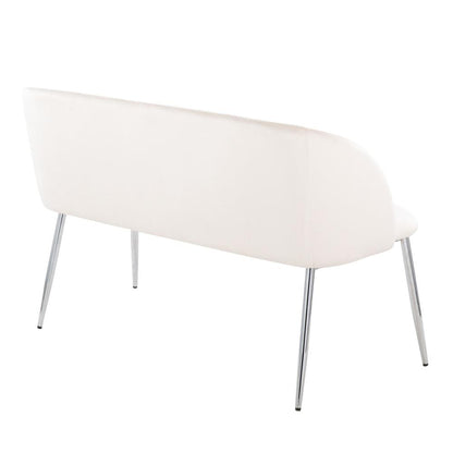 Chrome Metal, Cream Velvet Fran Bench