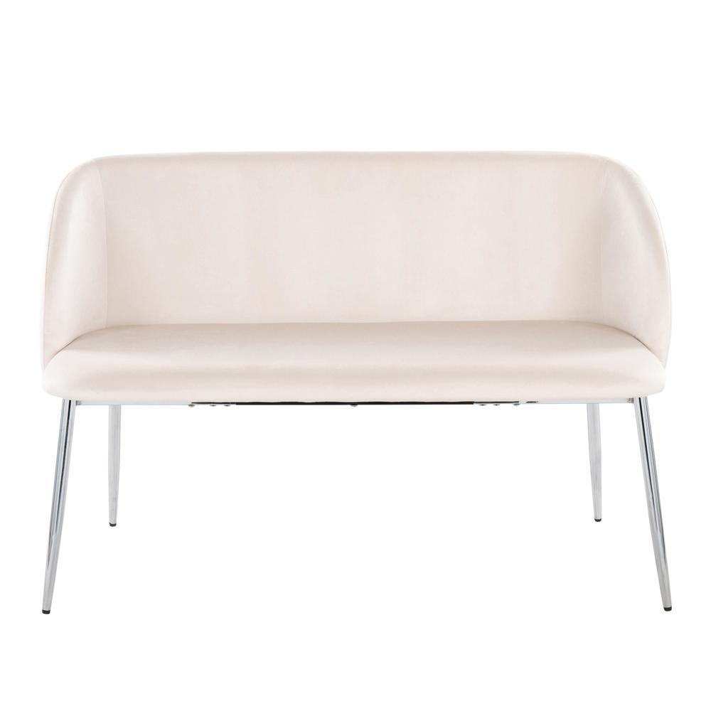 Chrome Metal, Cream Velvet Fran Bench
