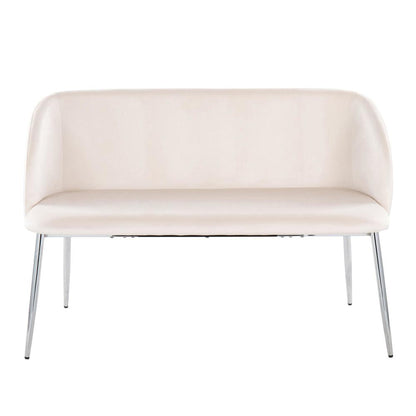 Chrome Metal, Cream Velvet Fran Bench