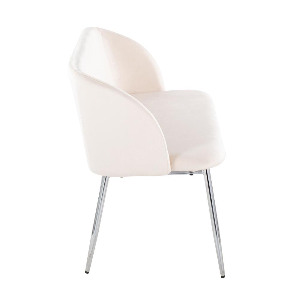 Chrome Metal, Cream Velvet Fran Bench