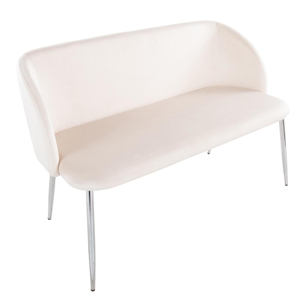 Chrome Metal, Cream Velvet Fran Bench