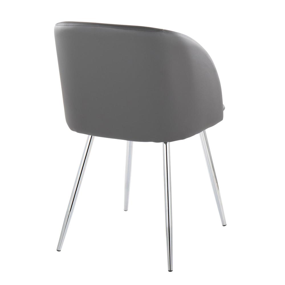 Chrome Metal, Grey PU Fran Chair - Set of 2