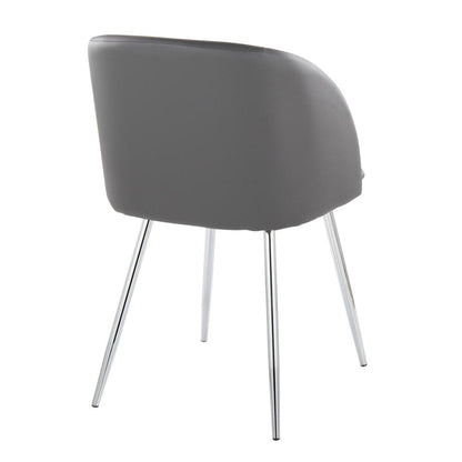 Chrome Metal, Grey PU Fran Chair - Set of 2