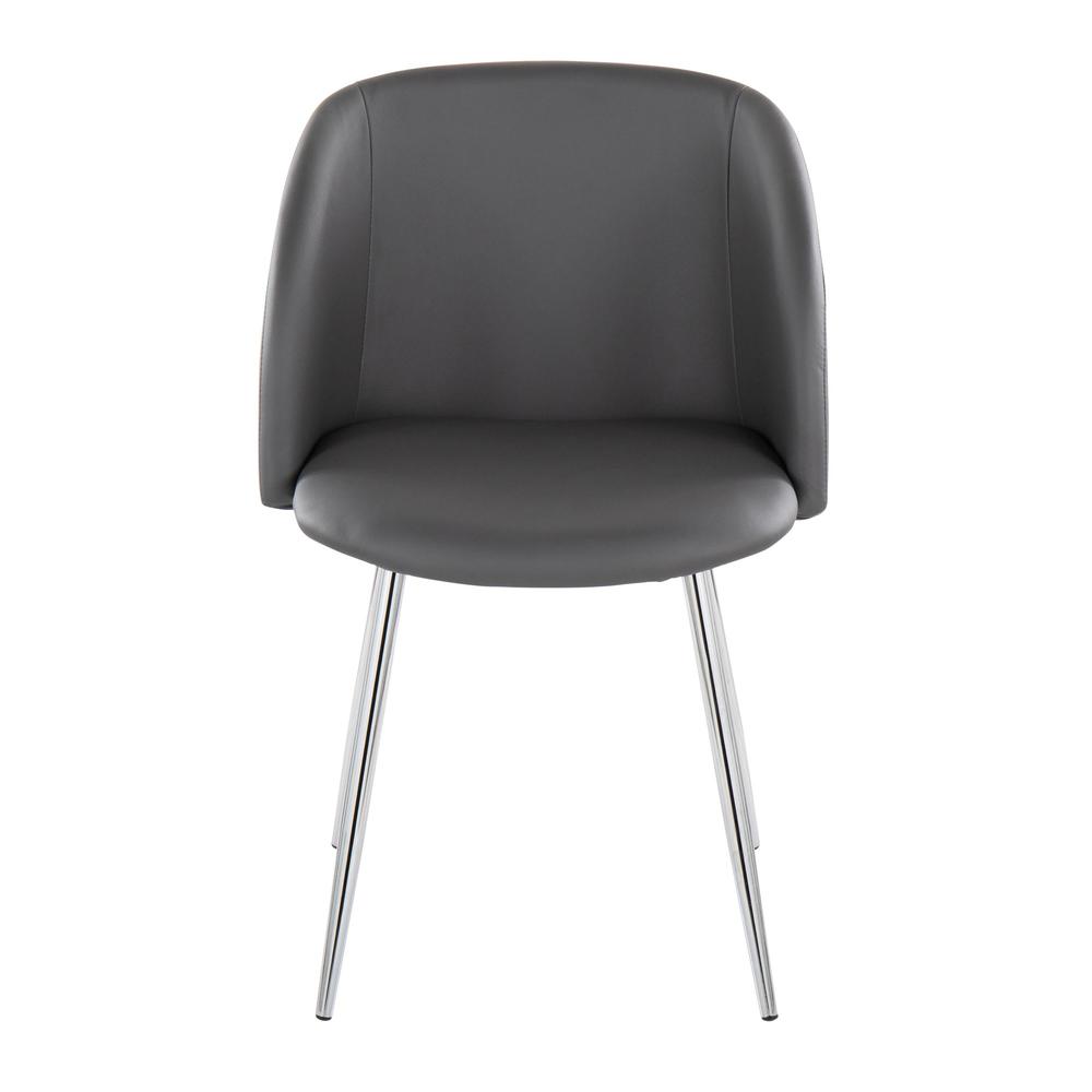 Chrome Metal, Grey PU Fran Chair - Set of 2