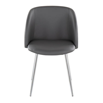 Chrome Metal, Grey PU Fran Chair - Set of 2