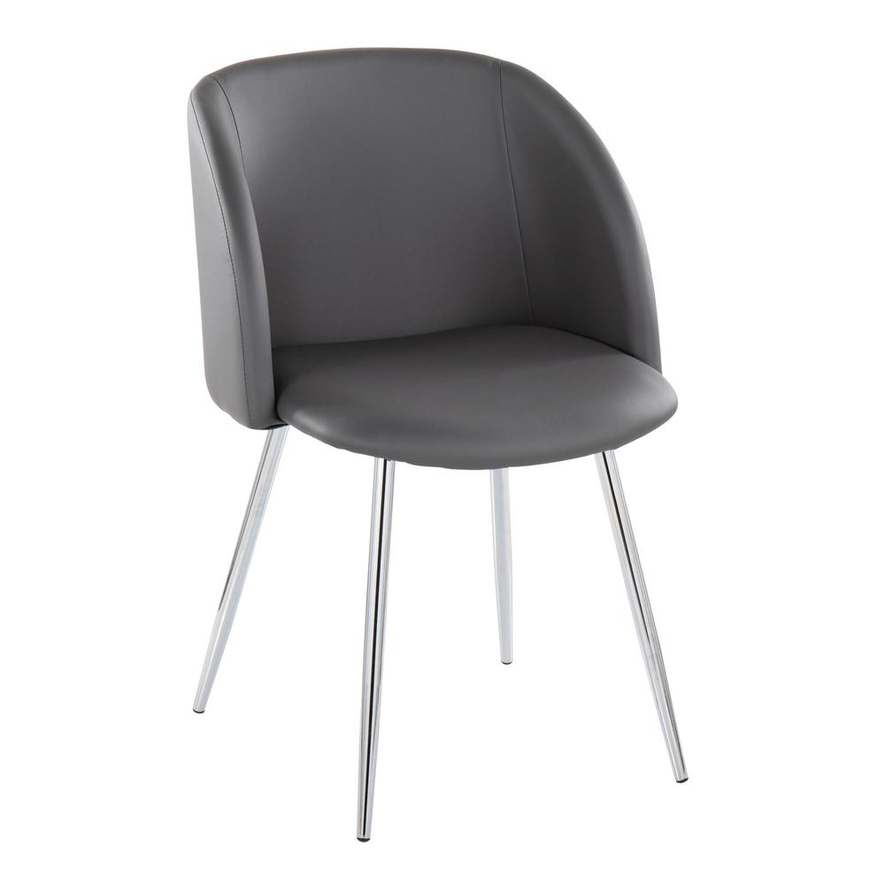 Chrome Metal, Grey PU Fran Chair - Set of 2
