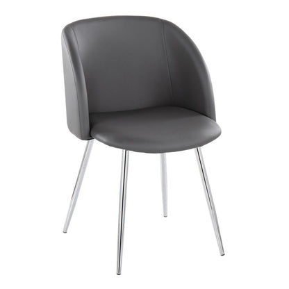 Chrome Metal, Grey PU Fran Chair - Set of 2