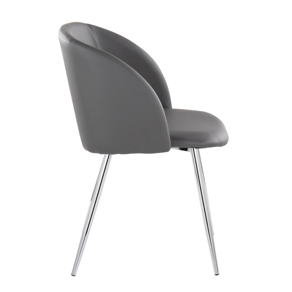 Chrome Metal, Grey PU Fran Chair - Set of 2