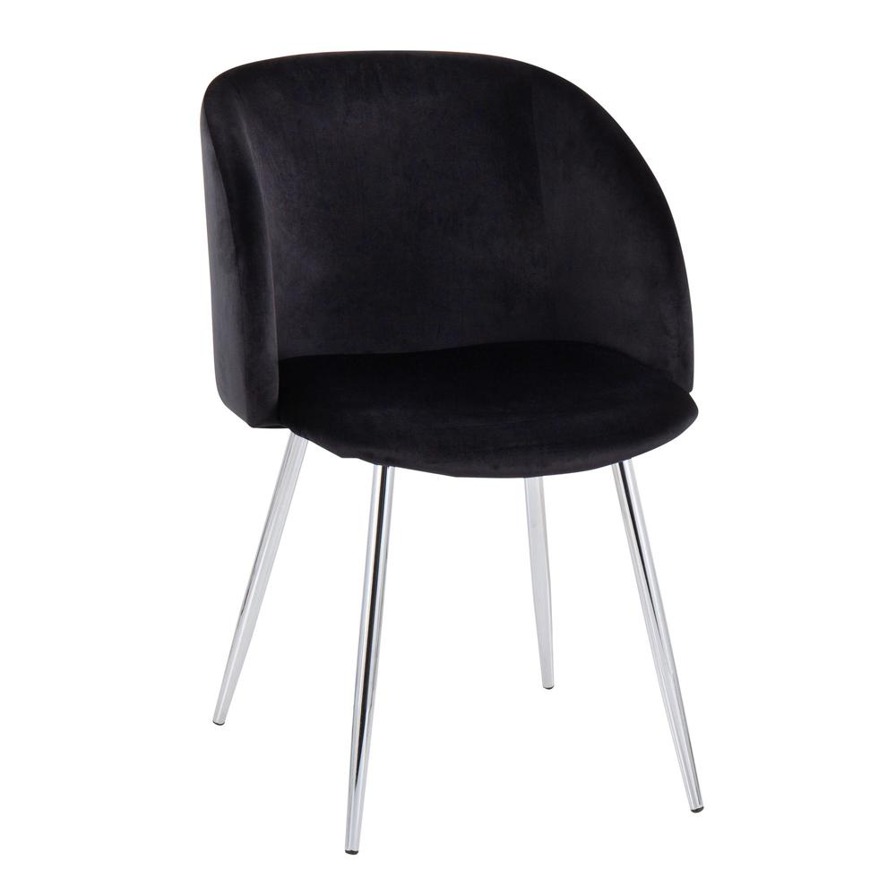 Chrome, Black Velvet Fran Chair - Set of 2