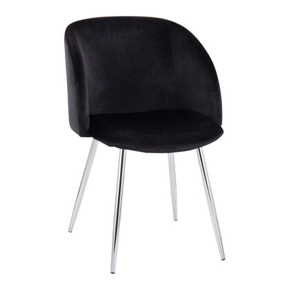Chrome, Black Velvet Fran Chair - Set of 2