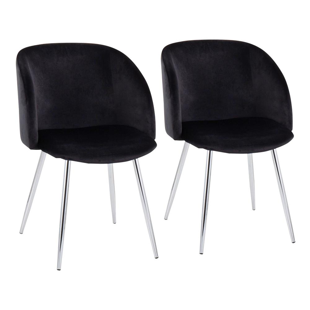 Chrome, Black Velvet Fran Chair - Set of 2