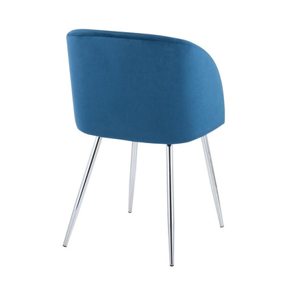 Chrome, Blue Velvet Fran Chair - Set of 2