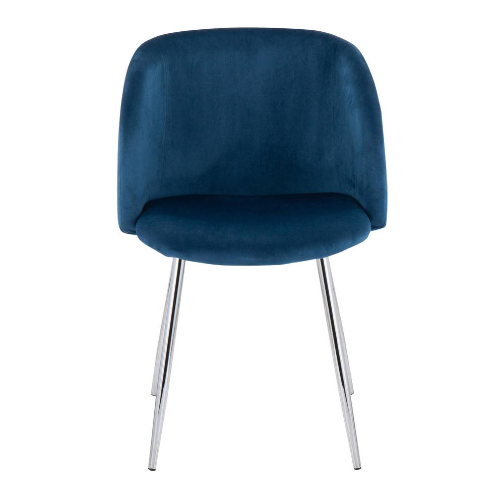 Chrome, Blue Velvet Fran Chair - Set of 2