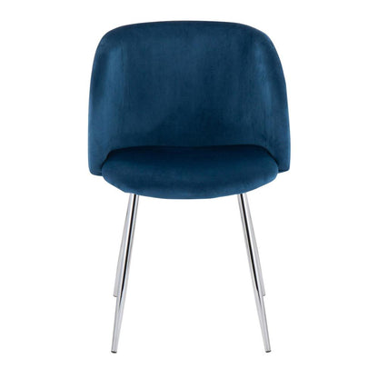 Chrome, Blue Velvet Fran Chair - Set of 2