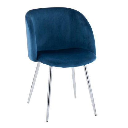 Chrome, Blue Velvet Fran Chair - Set of 2