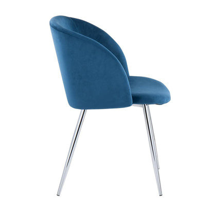 Chrome, Blue Velvet Fran Chair - Set of 2