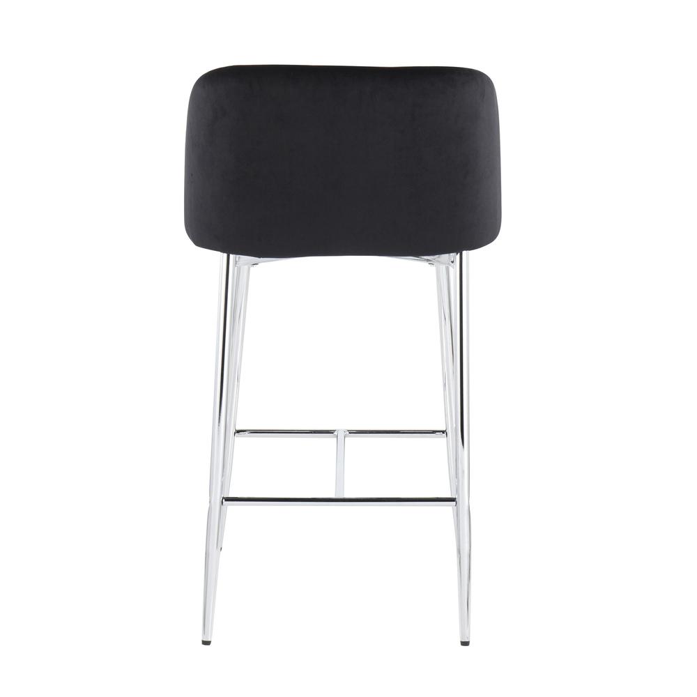 Chrome, Black Velvet Fran Counter Stool - Set of 2