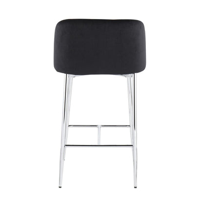 Chrome, Black Velvet Fran Counter Stool - Set of 2