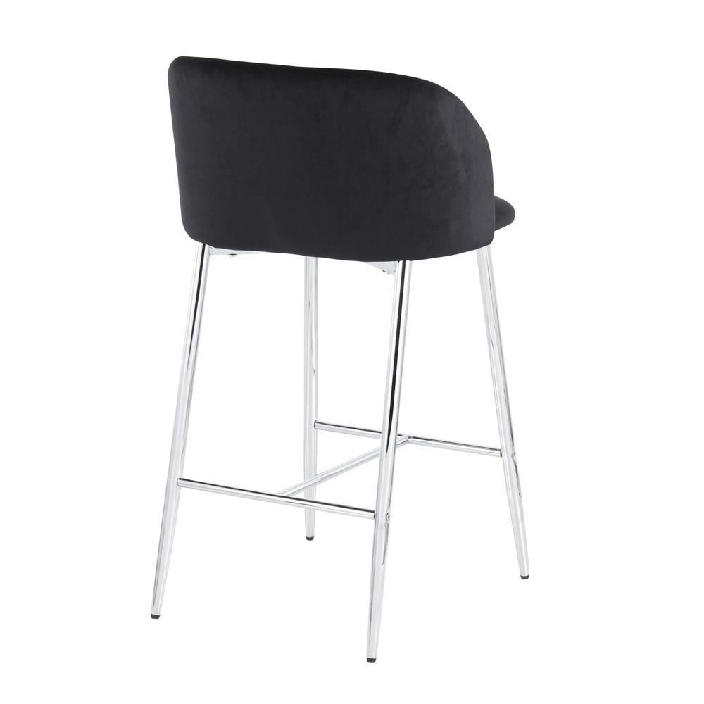 Chrome, Black Velvet Fran Counter Stool - Set of 2