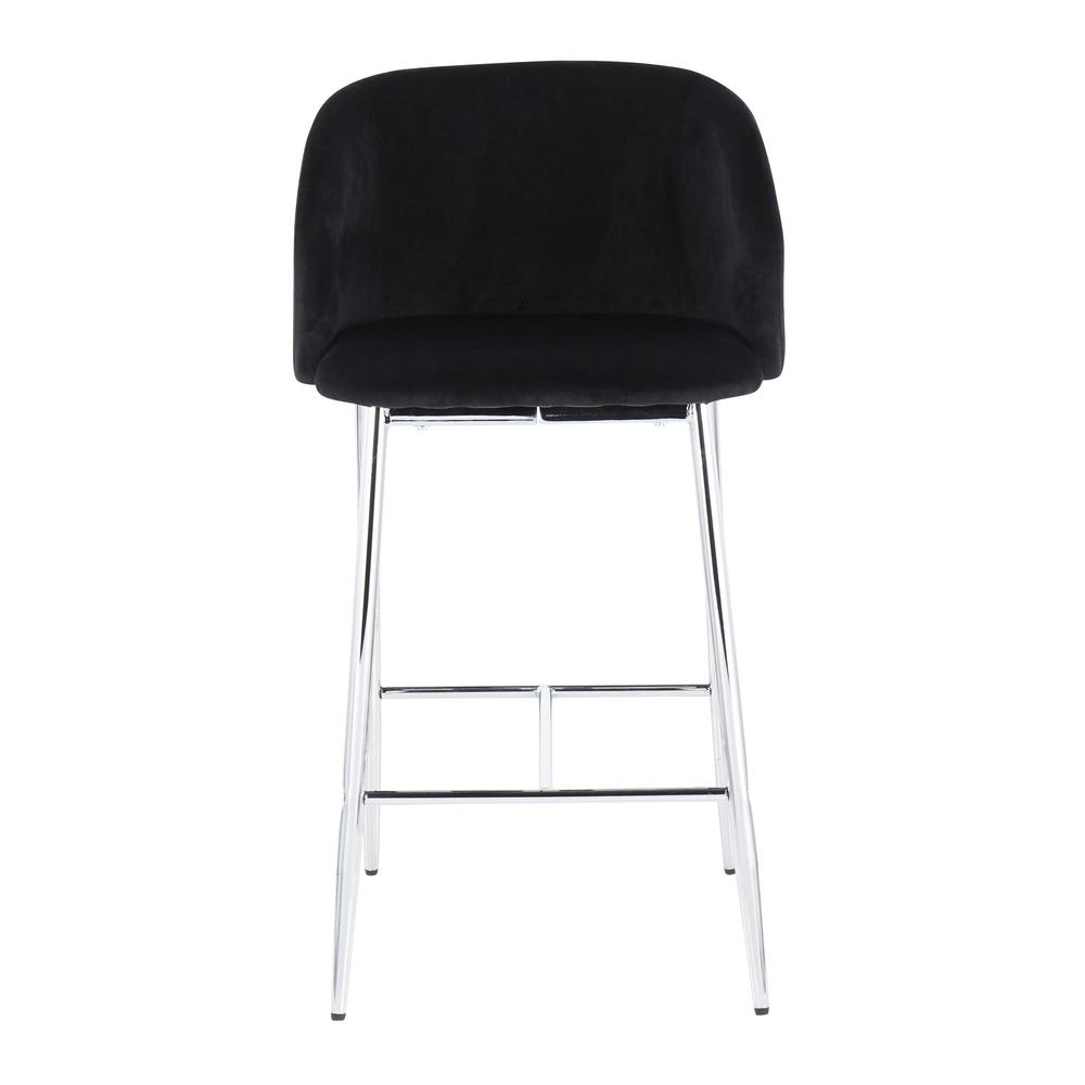 Chrome, Black Velvet Fran Counter Stool - Set of 2