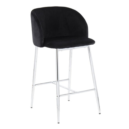 Chrome, Black Velvet Fran Counter Stool - Set of 2