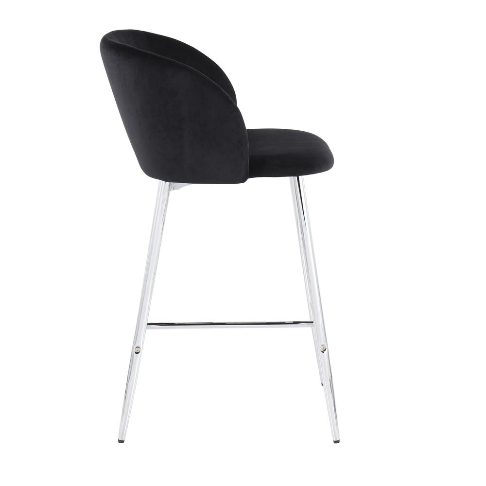 Chrome, Black Velvet Fran Counter Stool - Set of 2
