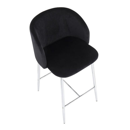 Chrome, Black Velvet Fran Counter Stool - Set of 2