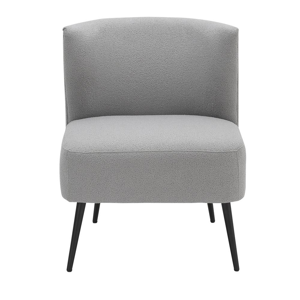 Black Metal, Light Grey Sherpa Fabric Fran Slipper Chair