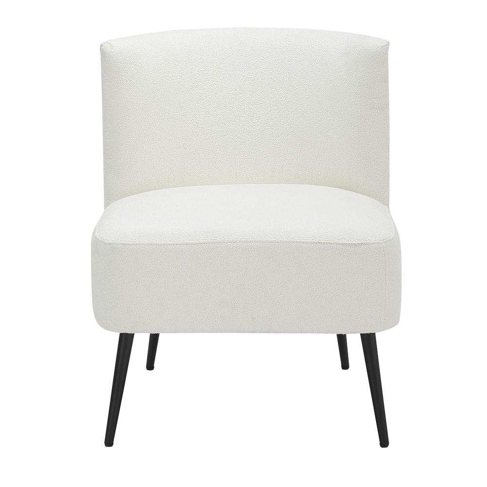 Black Metal, White Sherpa Fabric Fran Slipper Chair