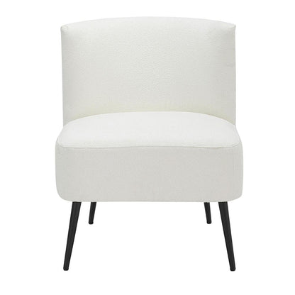 Black Metal, White Sherpa Fabric Fran Slipper Chair