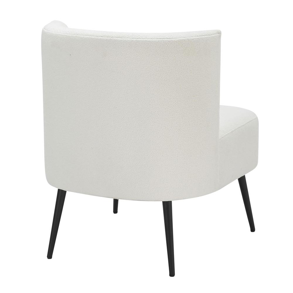 Black Metal, White Sherpa Fabric Fran Slipper Chair